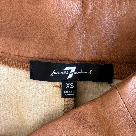 7 For All Mankind Wide Leg Faux Cognac Leather Fully Lined Mid Rise Cropped Pant - Picture 9 of 12